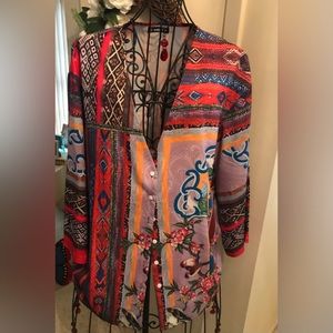 Shailay button down v-neck top XXL